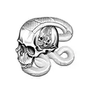 skull with snake tattoo design idea