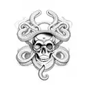 skull with snake tattoo design idea