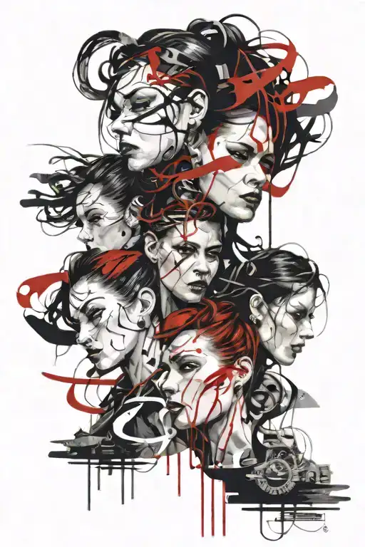 three Norn women weaving the thread of fate tattoo design idea