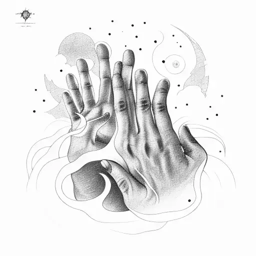 Imagine a celestial hand descending from the sky, fingers reaching towards the classic electric guitar. tattoo design idea