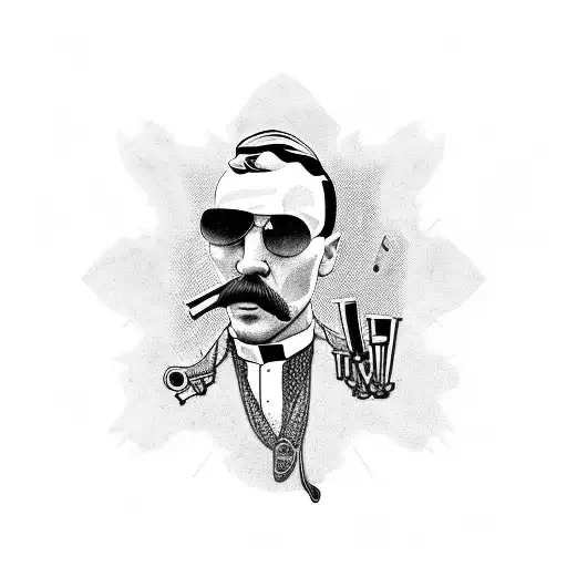 peaky blinders and italian mafia and guns, albanian flag, pablo escobar, bullets, cocaine and  word loyalty tattoo design idea