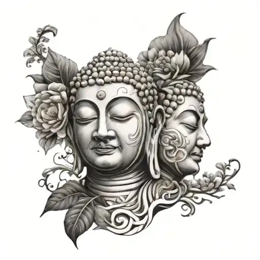 two faced Buddha  tattoo design idea