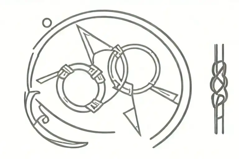 norse runes in between two rings surrounded tattoo design idea
