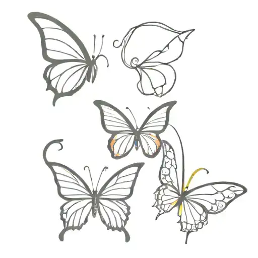 3 butterflies 1 butterfly with angel wing  tattoo design idea
