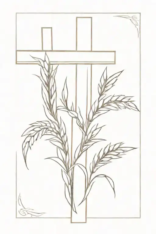 catholic cross made of wheat stalk  tattoo design idea