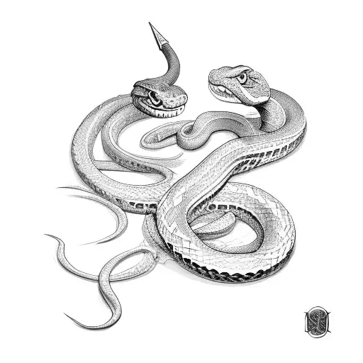 snake and sword tattoo design idea