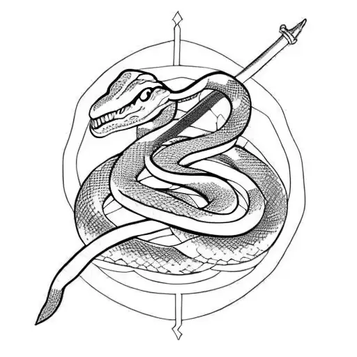 snake and sword  tattoo design idea