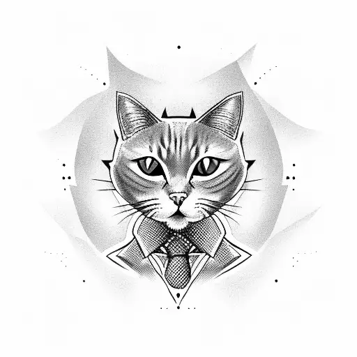 mobster cat holding gun tattoo design idea