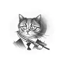 mobster cat holding gun tattoo design idea