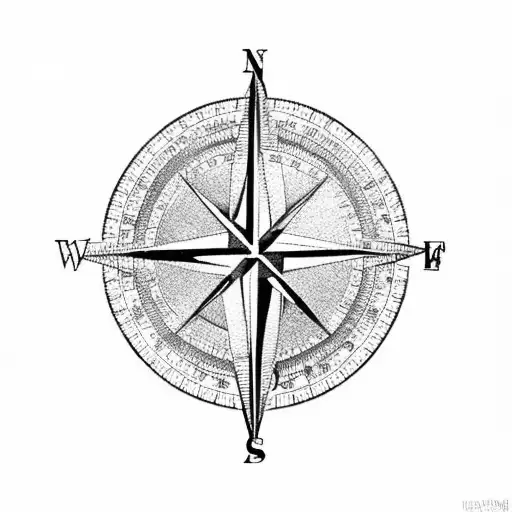 outline of France with a compass' axis around the outskirts of the region tattoo design idea