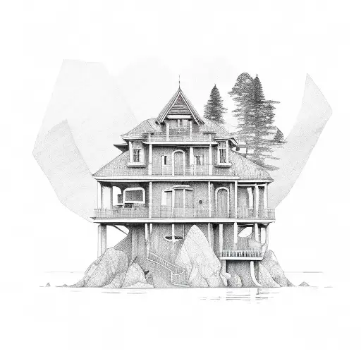 beach house tattoo design idea