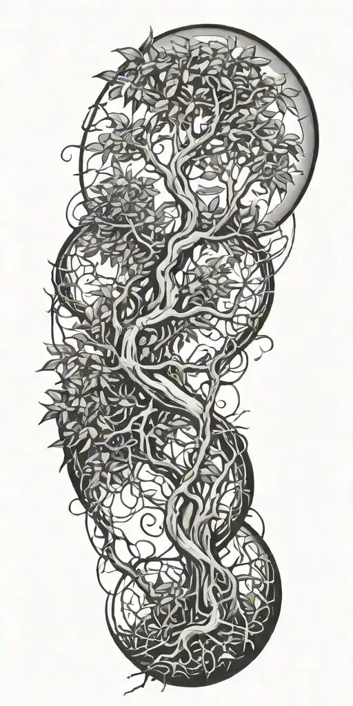 mangrove with vines intertwining tattoo design idea