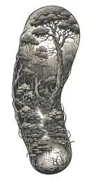 swamp with trees and vines  tattoo design idea