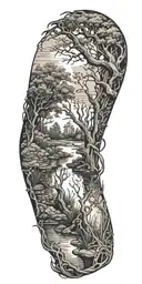 swamp with trees and vines  tattoo design idea