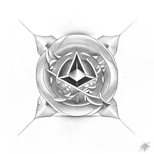 A creative composition featuring symbols of loyalty and bondage in a blackwork style tattoo design idea