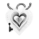 A blackwork tattoo depicting a heart-shaped lock with a key, symbolizing the importance of love and loyalty in relationships tattoo design idea