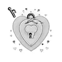 A blackwork tattoo depicting a heart-shaped lock with a key, symbolizing the importance of love and loyalty in relationships tattoo design idea