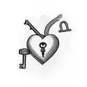 A blackwork tattoo depicting a heart-shaped lock with a key, symbolizing the importance of love and loyalty in relationships tattoo design idea