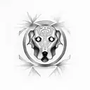 A creative composition featuring symbols of loyalty and bondage in a blackwork style tattoo design idea