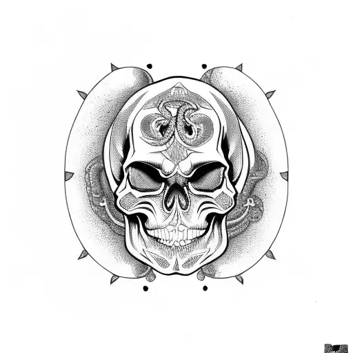 skull with snake tattoo design idea