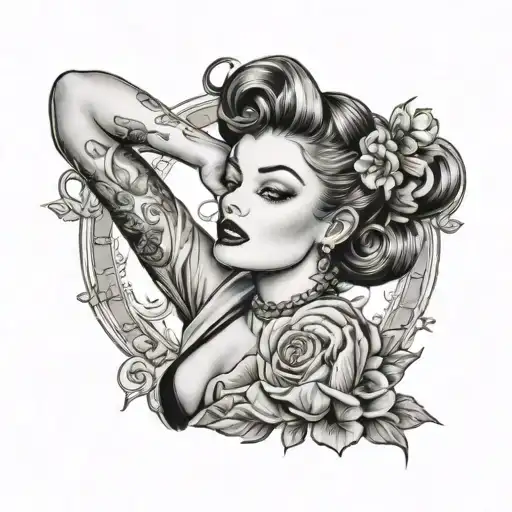 pin up girl tattoo design idea