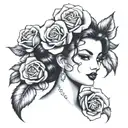pin up girl roses  tattoo design idea