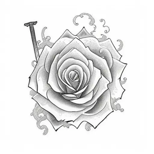 Rose and sword  tattoo design idea