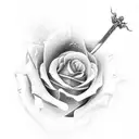 Rose and sword  tattoo design idea