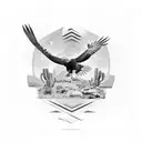 eagle snake cactus tattoo design idea