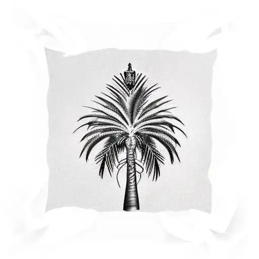 palm tree, crown Royal bottle tattoo design idea