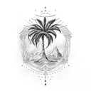 palm tree, crown Royal  tattoo design idea
