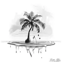 palm tree, crown Royal bottle tattoo design idea