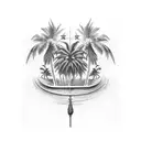 palm tree, crown Royal bottle tattoo design idea