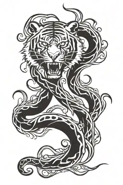 tiger and snake tattoo design idea