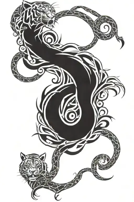 tiger and snake tattoo design idea