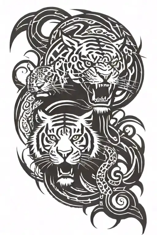 tiger meet cobra tattoo design idea