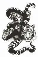 tiger and snake wrapped tattoo design idea