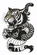 tiger and snake wrapped tattoo design idea