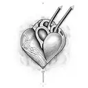 heart crying grief blue tattoo design idea