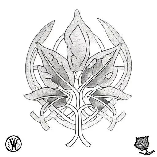 Ivy leaf loganberry leaf and willow branch intertwined Celtic  tattoo design idea
