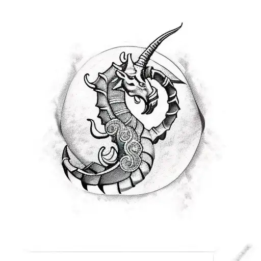 Capricorn zodiac sea goat  tattoo design idea