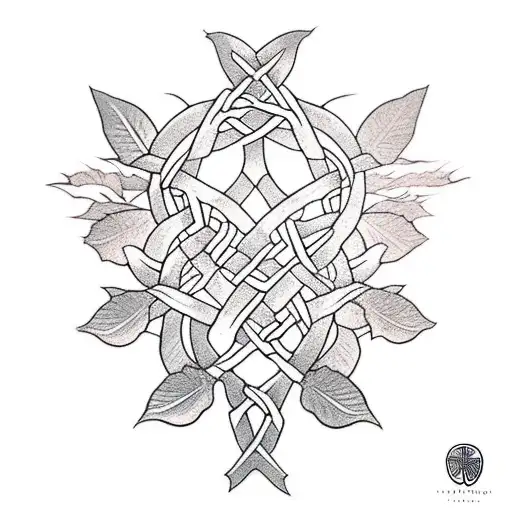 Ivy leaf loganberry leaf and willow branch intertwined Celtic  tattoo design idea