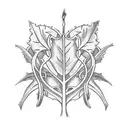 Ivy leaf loganberry leaf and willow branch intertwined Celtic  tattoo design idea