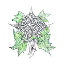 Ivy leaf loganberry leaf and willow branch intertwined Celtic  tattoo design idea