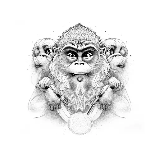 three wise monkeys tattoo design idea