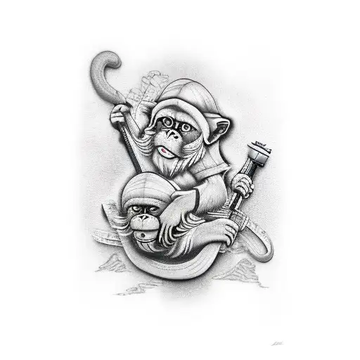 three wise monkeys tattoo design idea
