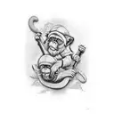 three wise monkeys tattoo design idea