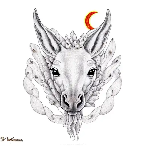 la marisma de Doñana con un caballo con un sol de fondo tattoo design idea