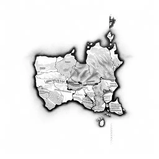 Map of South Africa and New Zealand merging into one tattoo design idea