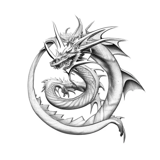 blue eyes white dragon tattoo design idea